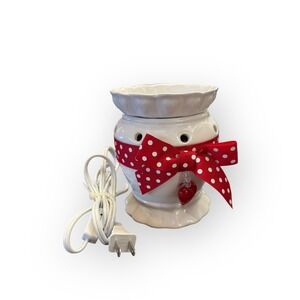 Scentsy DSW-WALE White Ceramic Electric Wax Warmer Red Polka Dot Ribbon Heart
